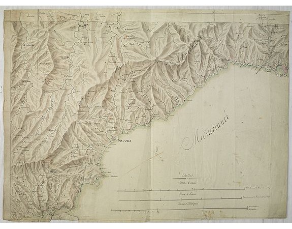 ANONYME. -  [Manuscript map of the Ligurian coast fom Pietra to Genova].